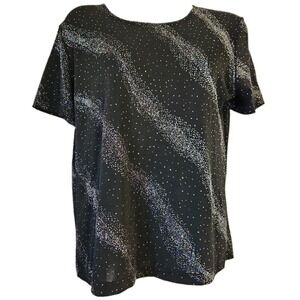 Vintage Y2K TR Bentley Holographic Glitter Top Sz M Sparkle Disco Party Clubwear